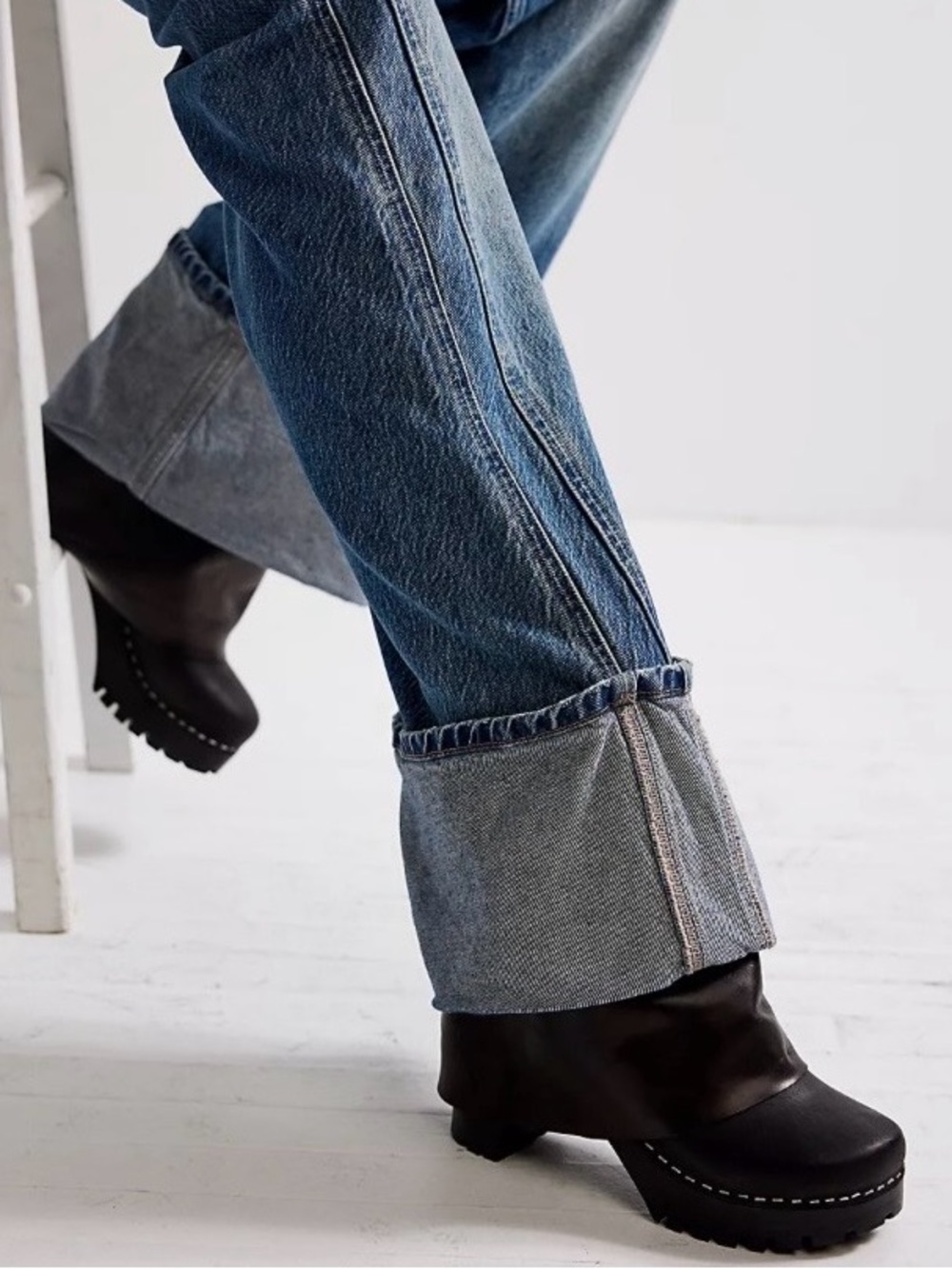🆕{Swedish Hasbeens}Leather Leg-Warmer Bootcut Clog Booties